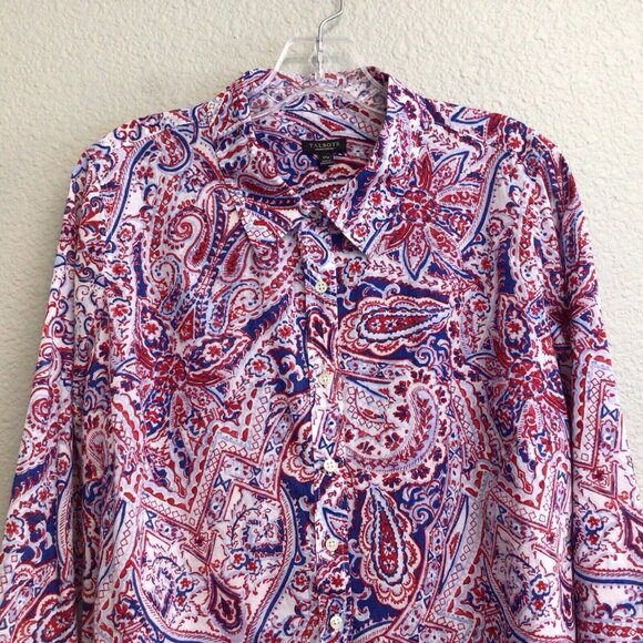 Talbots Print Shirt Top Women's Size 1XP Button Up Blouse Long Sleeve Paisley - Picture 3 of 10
